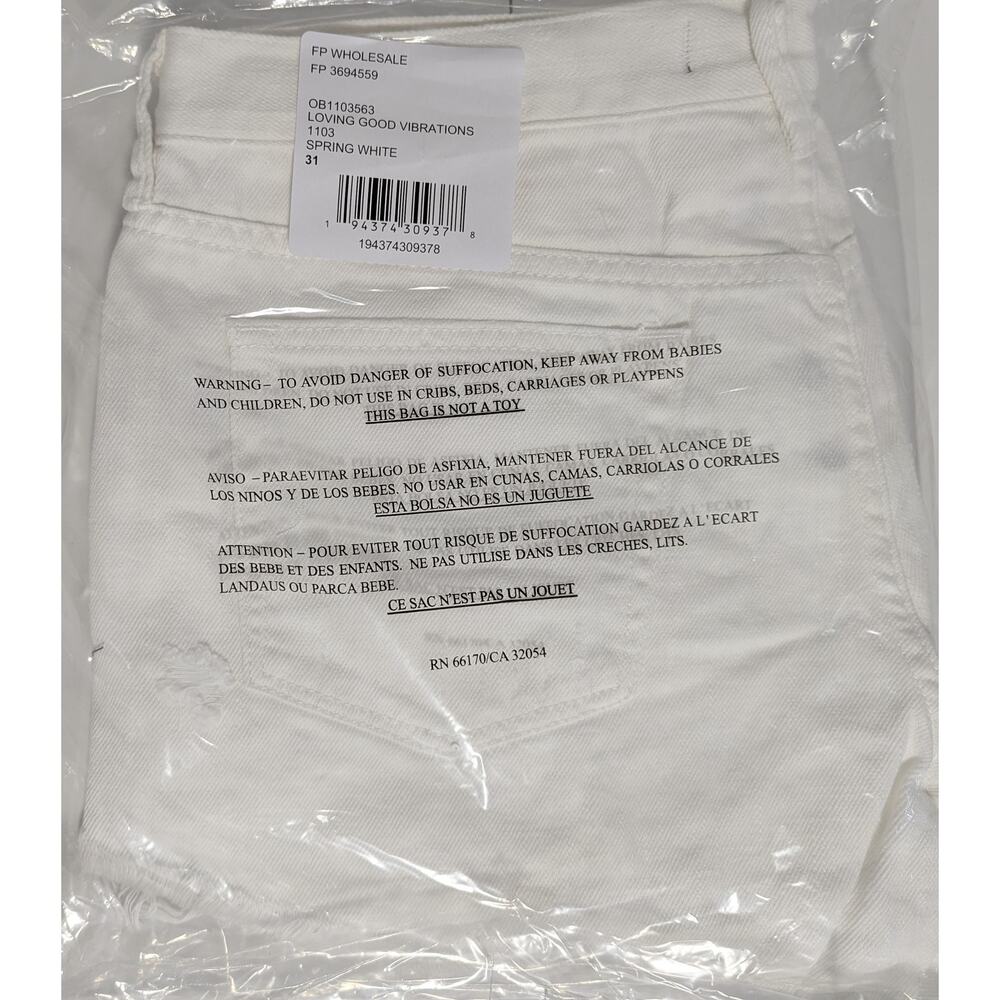 Free People White Distressed Cutoff Shorts We The Free Loving Good Vibrations - Picture 9 of 10